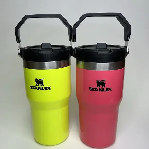 STANLEY ICE FLOW Flip Straw Tumbler 20 oz Neon Pink Neon Yellow - Picture 5 of 12